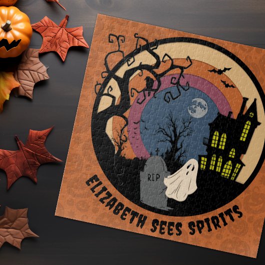 Individuelle Name sieht Spirituosen Halloween Imit Puzzle