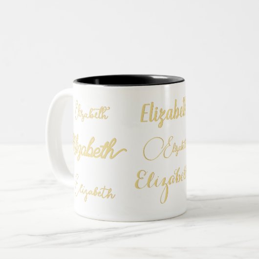 Individuelle Name Signature Monogram Elegante Gold Zweifarbige Tasse (Vorderseite Links)