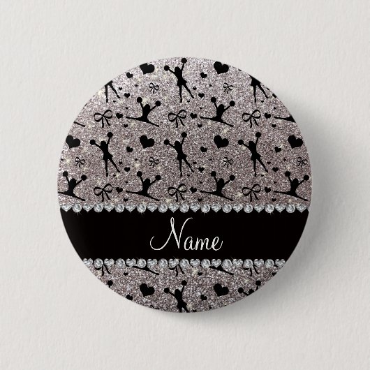 Individuelle Name Silber Glitzer Chefin Button (Vorderseite)