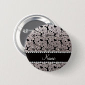Individuelle Name Silber Glitzer Chefin Button (Vorne & Hinten)