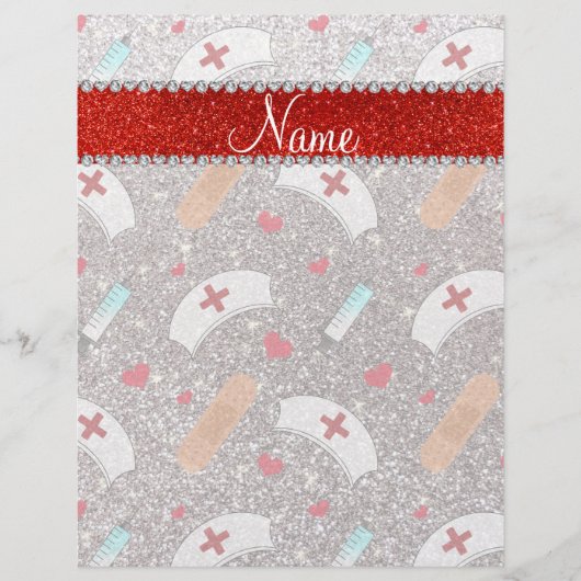 Individuelle Name Silber Glitzer Krankenschwester  Flyer (Vorne)