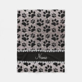 Individuelle Name Silber Glitzer schwarze Hundekuc Fleecedecke (Vorderseite)