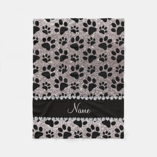 Individuelle Name Silber Glitzer schwarze Hundekuc Fleecedecke (Vorderseite)