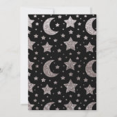 Individuelle Name Silber Glitzer Sterne und Monde Einladung (Rückseite)