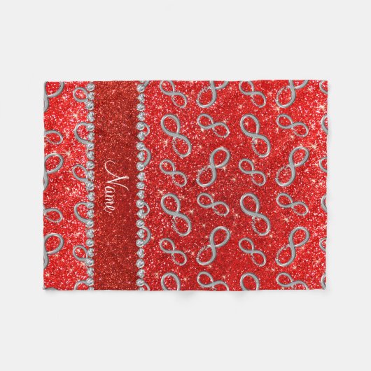 Individuelle Name Silber Unendlichkeit Neonrot Gli Fleecedecke (Vorderseite (Horizontal))