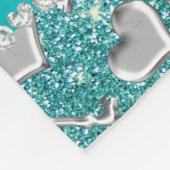 Individuelle Name Silberherzen Schlüssel Türkis Gl Fleecedecke (Ecke)