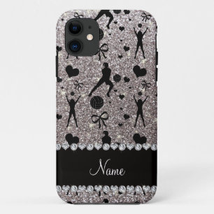 Individuelle Name Silberne Glitzer Volleyballs Her iPhone 11 Hülle