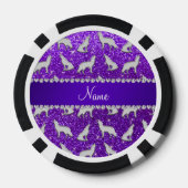 Individuelle Name Silberwolf indigo lila Glitzer Pokerchips (Rückseite)