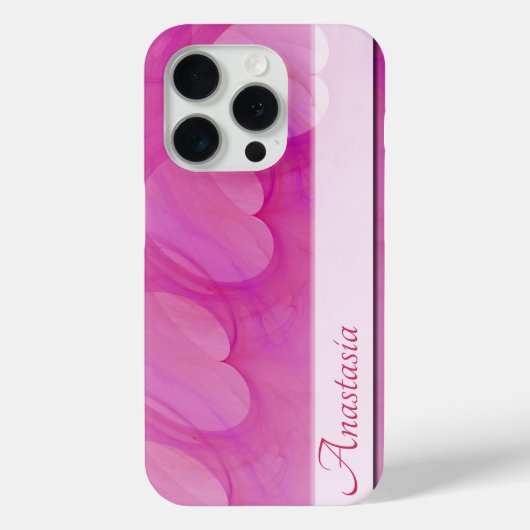 Individuelle Name Silky Pink Abstrakte Herzlinie Case-Mate iPhone Hülle (Rückseite)
