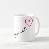 Individuelle Name Simple Calligraphy Pink Heart Ma Kaffeetasse (VorderseiteRechts)