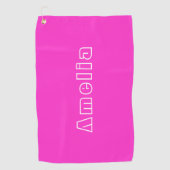Individuelle Name Simple Hot Pink Golfhandtuch (Vorderseite)