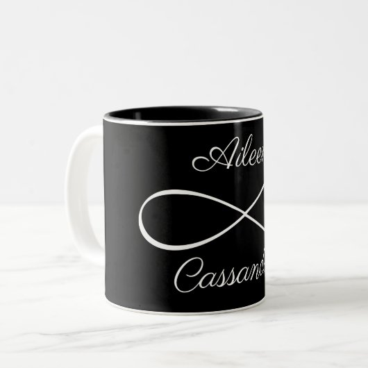 Individuelle Name Simple Infinity Liebe Symbol Fre Zweifarbige Tasse (Vorderseite Links)