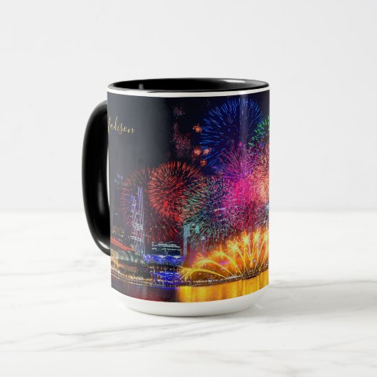 Individuelle Name Singapur Fireworks Tasse (Vorderseite Links)
