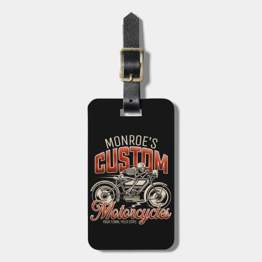 Individuelle Name Skeleton Motorrad-Shop Gepäckanhänger (Vorderseite vertikal)