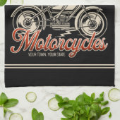 Individuelle Name Skeleton Motorrad-Shop Geschirrtuch (Gefaltet)