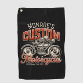 Individuelle Name Skeleton Motorrad-Shop Golfhandtuch (Vorderseite)
