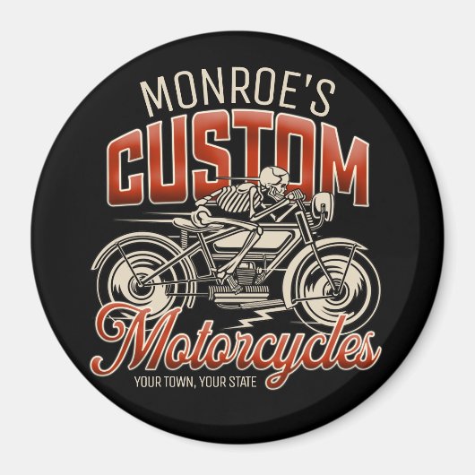Individuelle Name Skeleton Motorrad-Shop Magnet (Vorne)