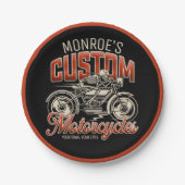 Individuelle Name Skeleton Motorrad-Shop Pappteller (Vorderseite)