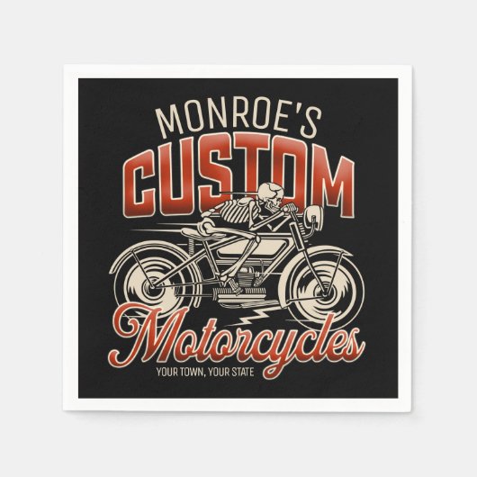 Individuelle Name Skeleton Motorrad-Shop Serviette (Vorderseite)