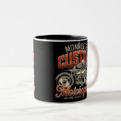 Individuelle Name Skeleton Motorrad-Shop Zweifarbige Tasse (VorderseiteRechts)