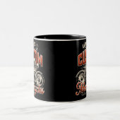 Individuelle Name Skeleton Motorrad-Shop Zweifarbige Tasse (Mittel)