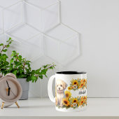 individuelle Name Skript-Blume niedliche Welpen Hu Zweifarbige Tasse