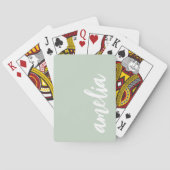 Individuelle Name-Skripte leuchten grün und weiß Spielkarten (Rückseite)