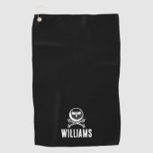 Individuelle Name Skull Golf Ball und Crossbones Golfhandtuch (Vorderseite)