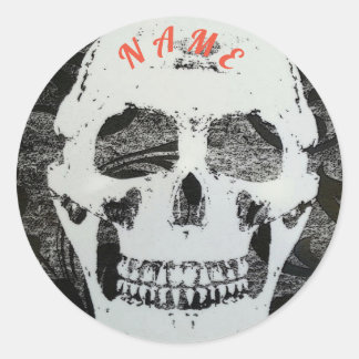 INDIVIDUELLE NAME SKULL ROUND STICKER