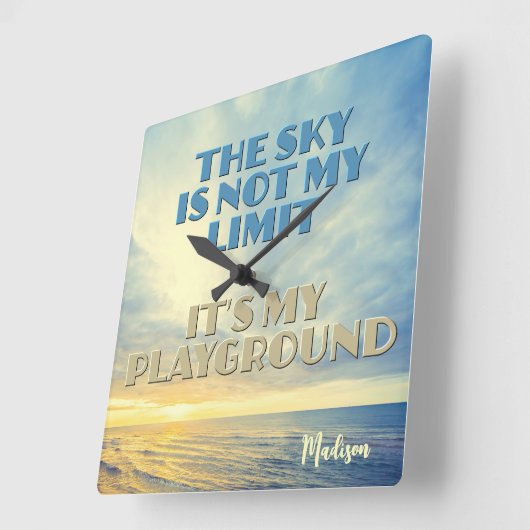 Individuelle Name Sky Quote Quadratische Wanduhr (Winkel)