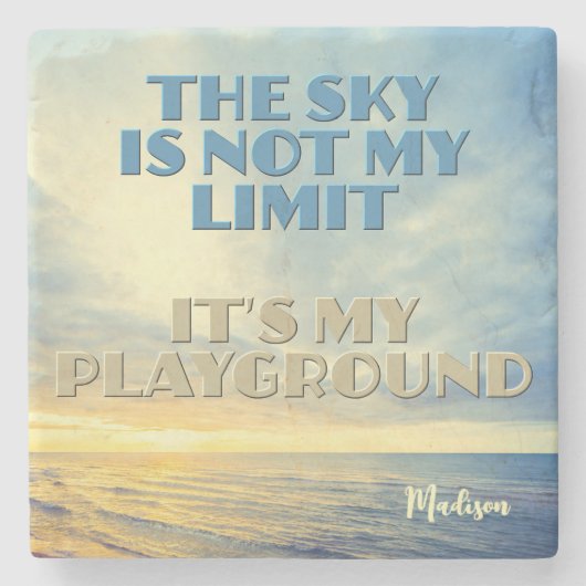 Individuelle Name Sky Quote Steinuntersetzer (Vorderseite)