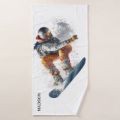 Individuelle Name Snowboarder Illustration Badehandtuch (Badehandtuch)
