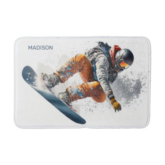 Individuelle Name Snowboarder Illustration Badematte (Vorderseite)