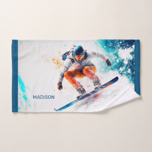 Individuelle Name Snowboarder Illustration Handtuch