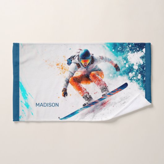 Individuelle Name Snowboarder Illustration Handtuch (Handtuch)