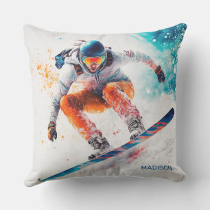 Individuelle Name Snowboarder Illustration Kissen