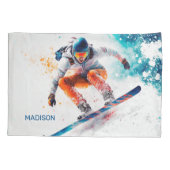 Individuelle Name Snowboarder Illustration Kissenbezug (Rückseite)