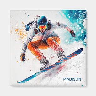 Individuelle Name Snowboarder Illustration Magnet