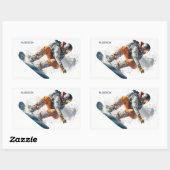Individuelle Name Snowboarder Illustration Rechteckiger Aufkleber (Blatt)