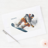 Individuelle Name Snowboarder Illustration Rechteckiger Aufkleber (Umschlag)