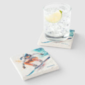 Individuelle Name Snowboarder Illustration Steinuntersetzer (Seitenansicht)