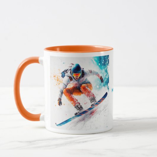 Individuelle Name Snowboarder Illustration Tasse (Links)
