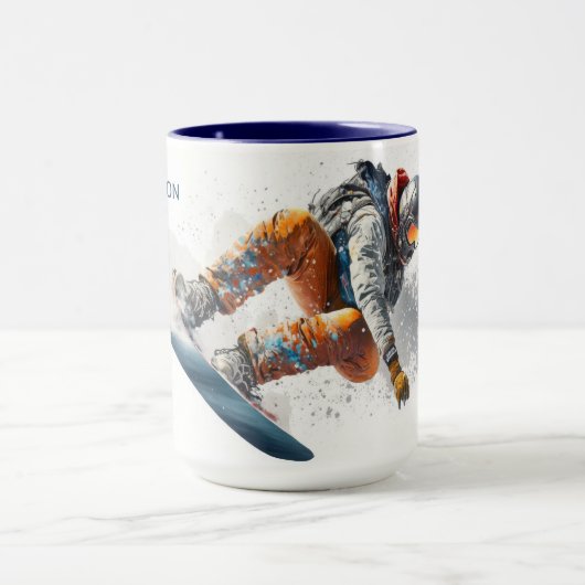 Individuelle Name Snowboarder Illustration Tasse (Zentrum)