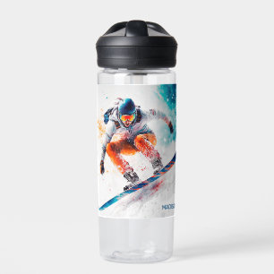 Individuelle Name Snowboarder Illustration Trinkflasche