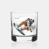 Individuelle Name Snowboarder Illustration Whiskyglas (Rückseite)