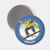 Individuelle Name SNOWBOARDER Magnet (Vorderseite/Rückseite)