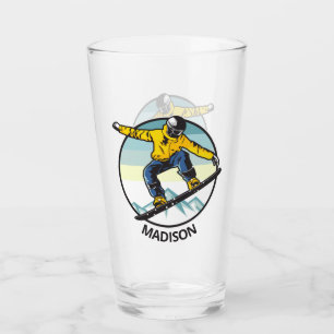 Individuelle Name-SNOWBOARDER-Pint-Glas Glas