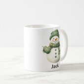 Individuelle Name Snowman Green Hat Kaffeetasse (VorderseiteRechts)