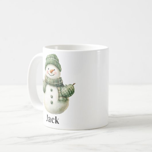 Individuelle Name Snowman Green Hat Kaffeetasse (Vorderseite Links)