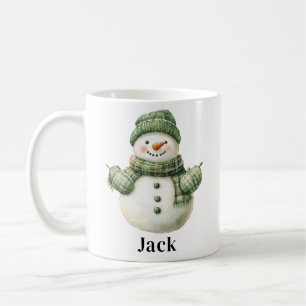 Individuelle Name Snowman Green Hat Kaffeetasse